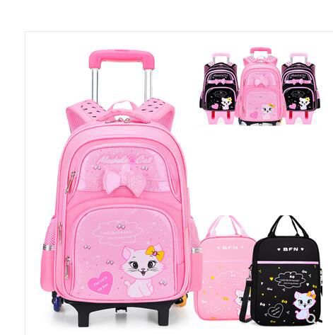 Foldable Rolling Luggage Bag - Student School Rolling Backpacks School Trolley