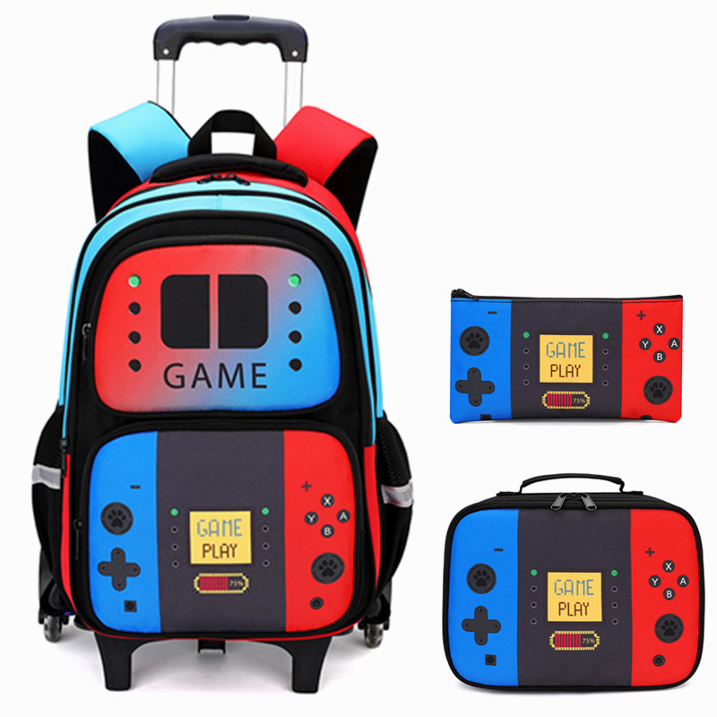 Foldable Rolling Luggage Bag - 3PCS Kids Rolling Backpack for Boys