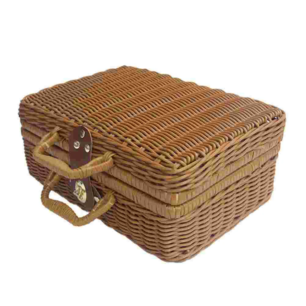 Retro Vintage Trunk Suitcase - Basket Rattan Wicker Suitcase Picnic Woven