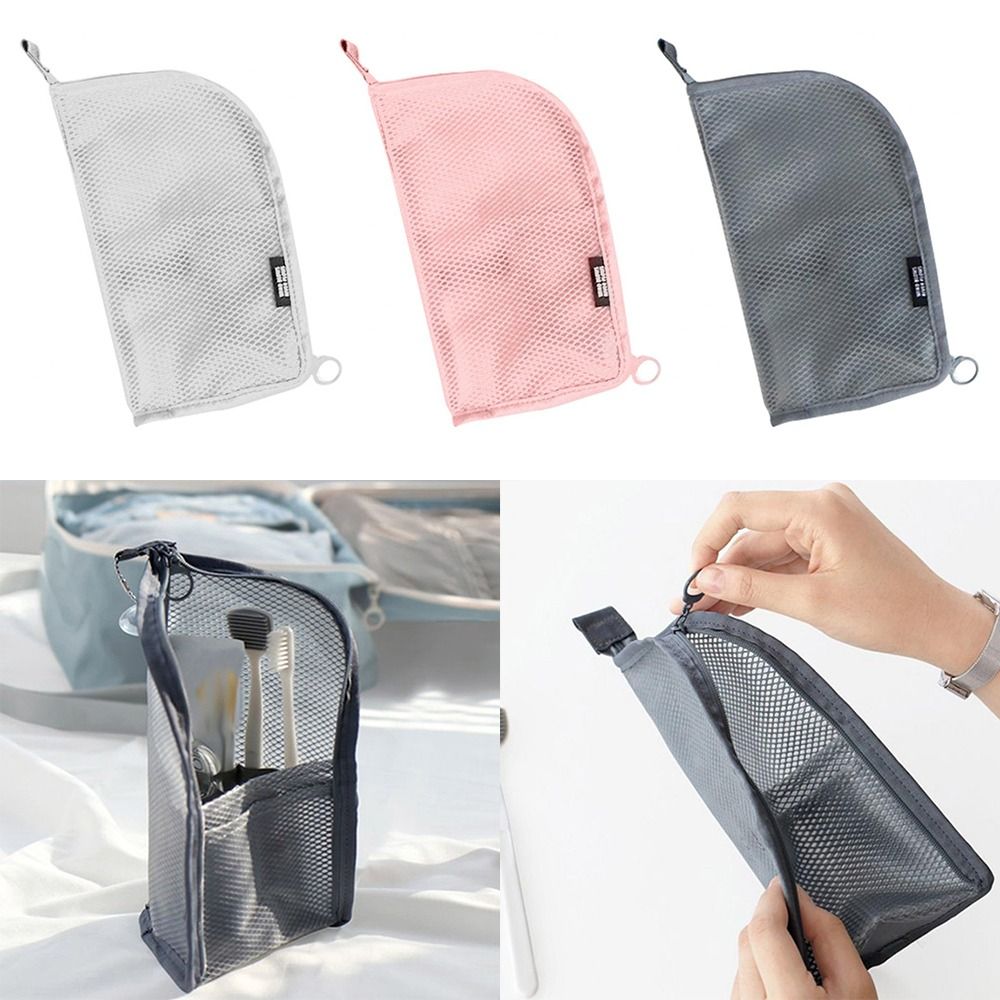Cosmetic Bags - Portable Stand Makeup Brush Bag Mesh