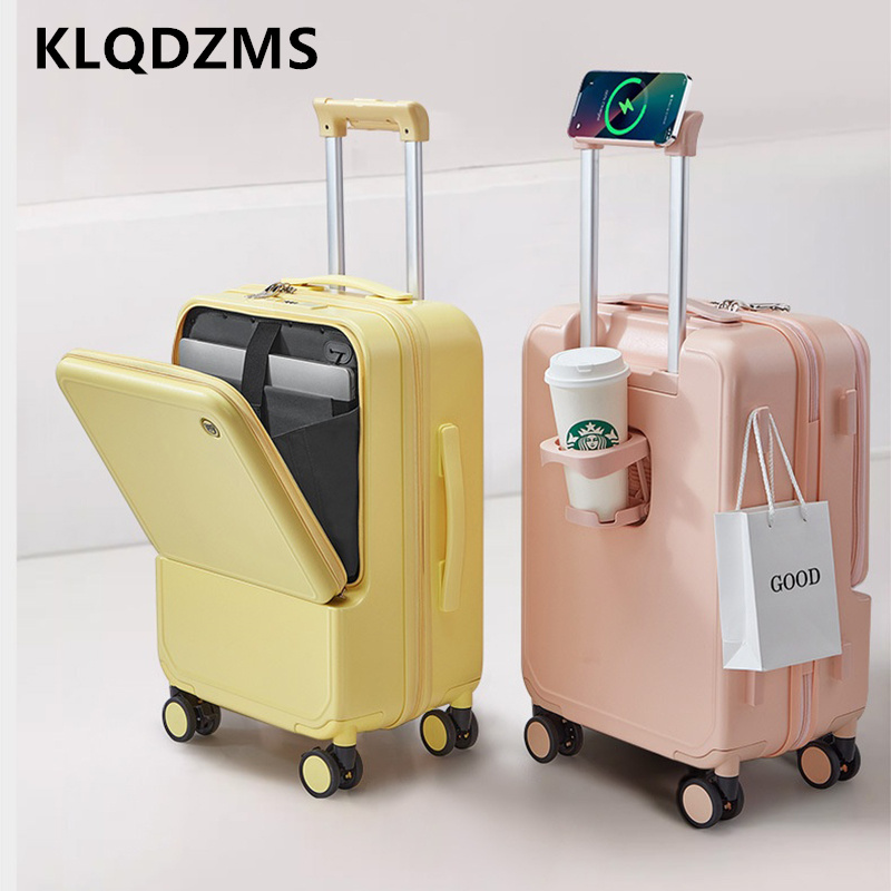 KLQDZMS Aluminum Frame Suitcas - Front Opening Laptop Luggage 24 Inch review and price