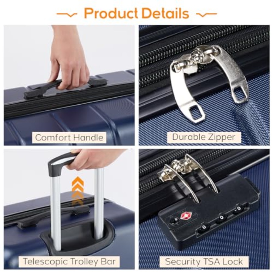 3 Pieces Luggage Set for Trave - Expandable Hard Shell Luggage Set review and price