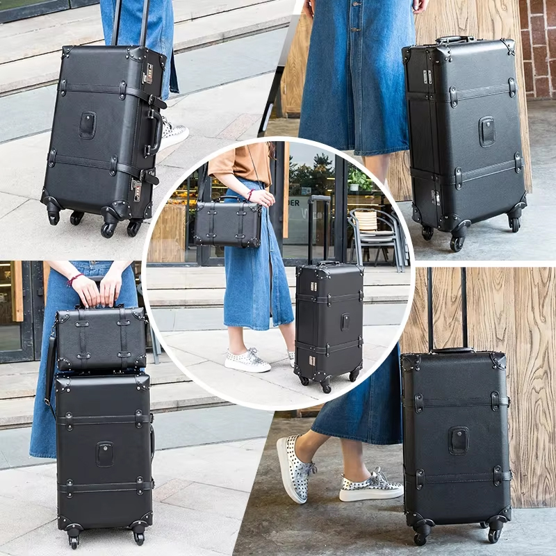 New Retro Rolling Luggage Spin - Retro Vintage Trunk Suitcase review and price
