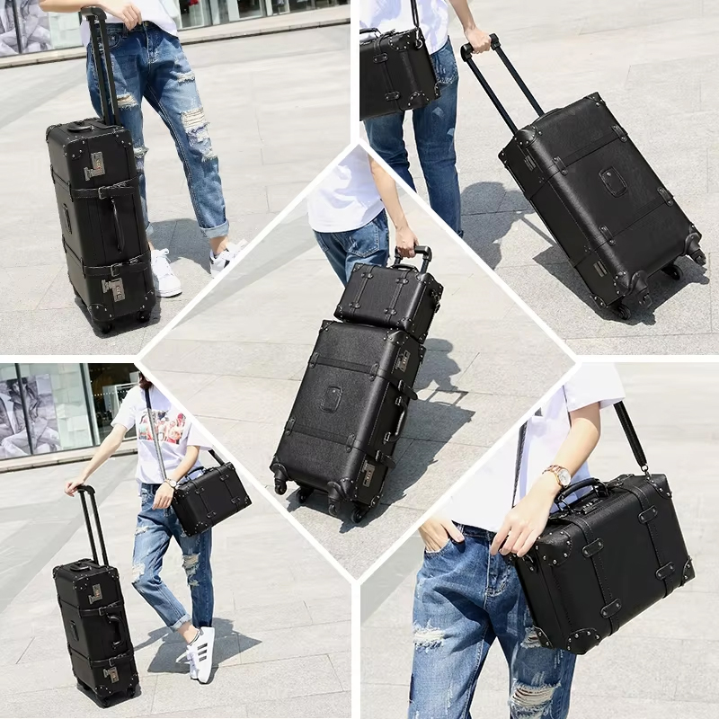 New Retro Rolling Luggage Spin - Retro Vintage Trunk Suitcase review and price