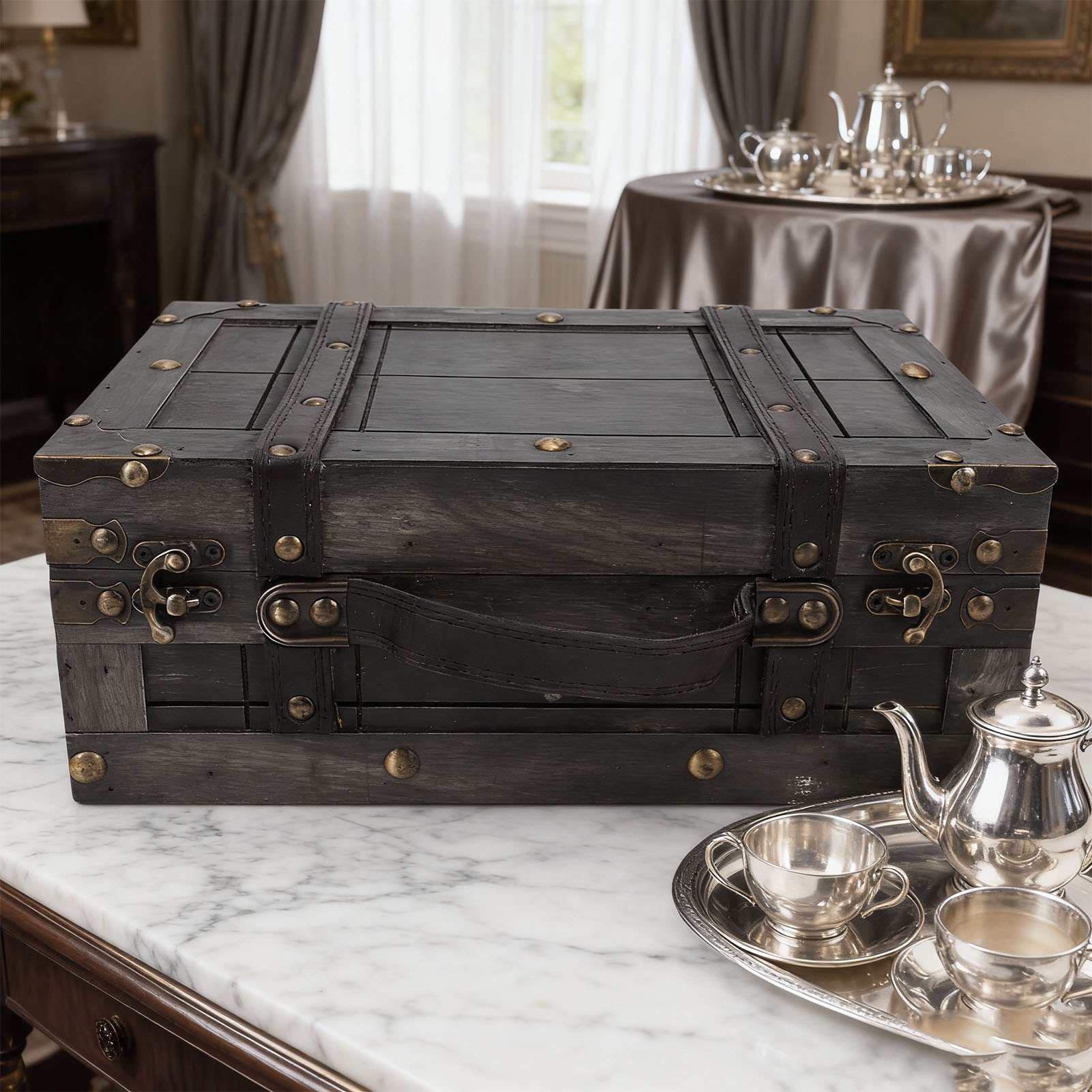 Wood Storage Trunk Wooden Ches - Retro Vintage Trunk Suitcase review and price