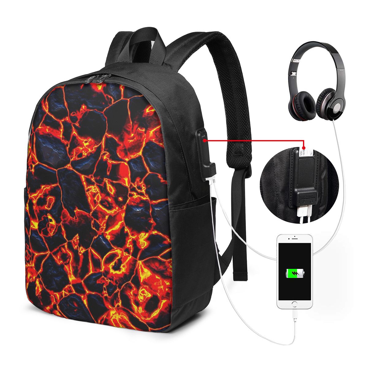 Magma Volcano Lava Fire Backpa - Backpacks review and price