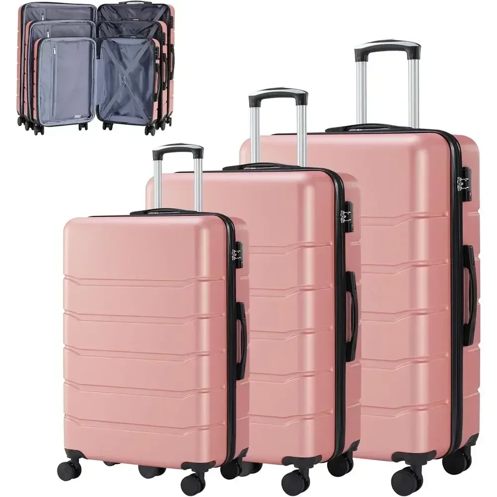3-Piece Large Suitcase Set wit - Expandable Hard Shell Luggage Set review and price