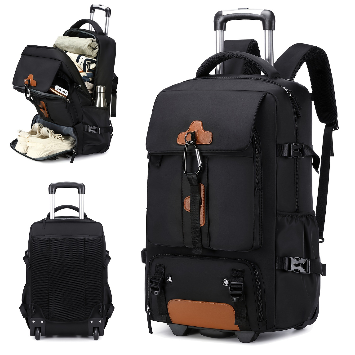 Rolling Backpack Large Capacit - Foldable Rolling Luggage Bag review and price