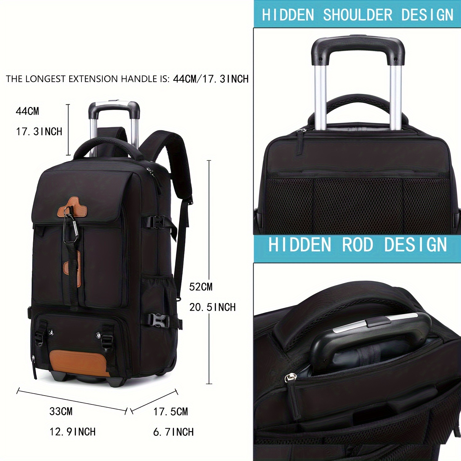 Rolling Backpack Large Capacit - Foldable Rolling Luggage Bag review and price