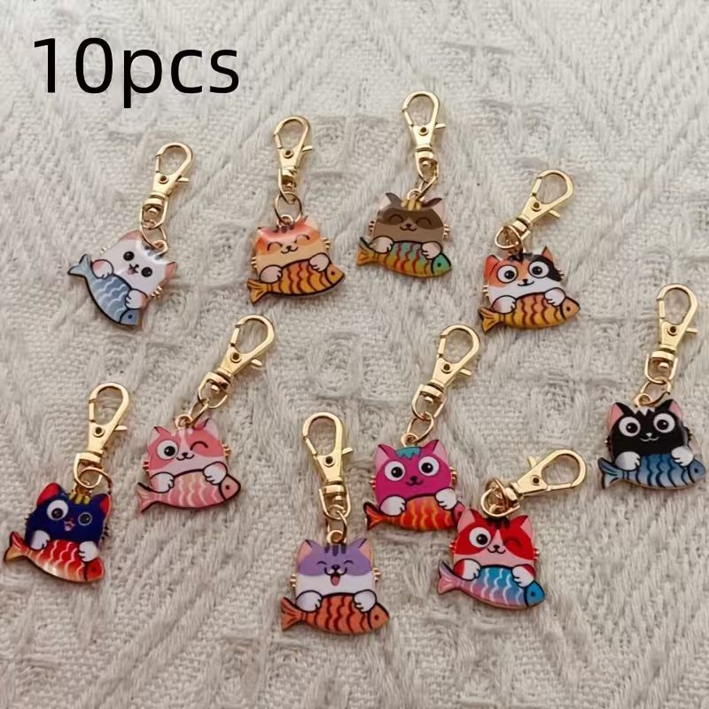 10pcs alloy printed cat keycha - Wallets review and price