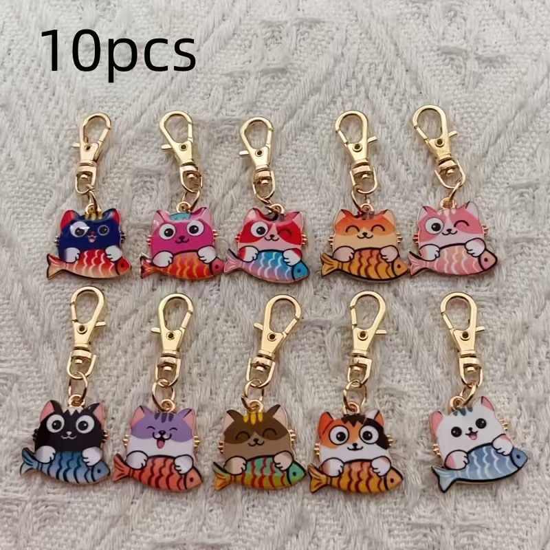 10pcs alloy printed cat keycha - Wallets review and price